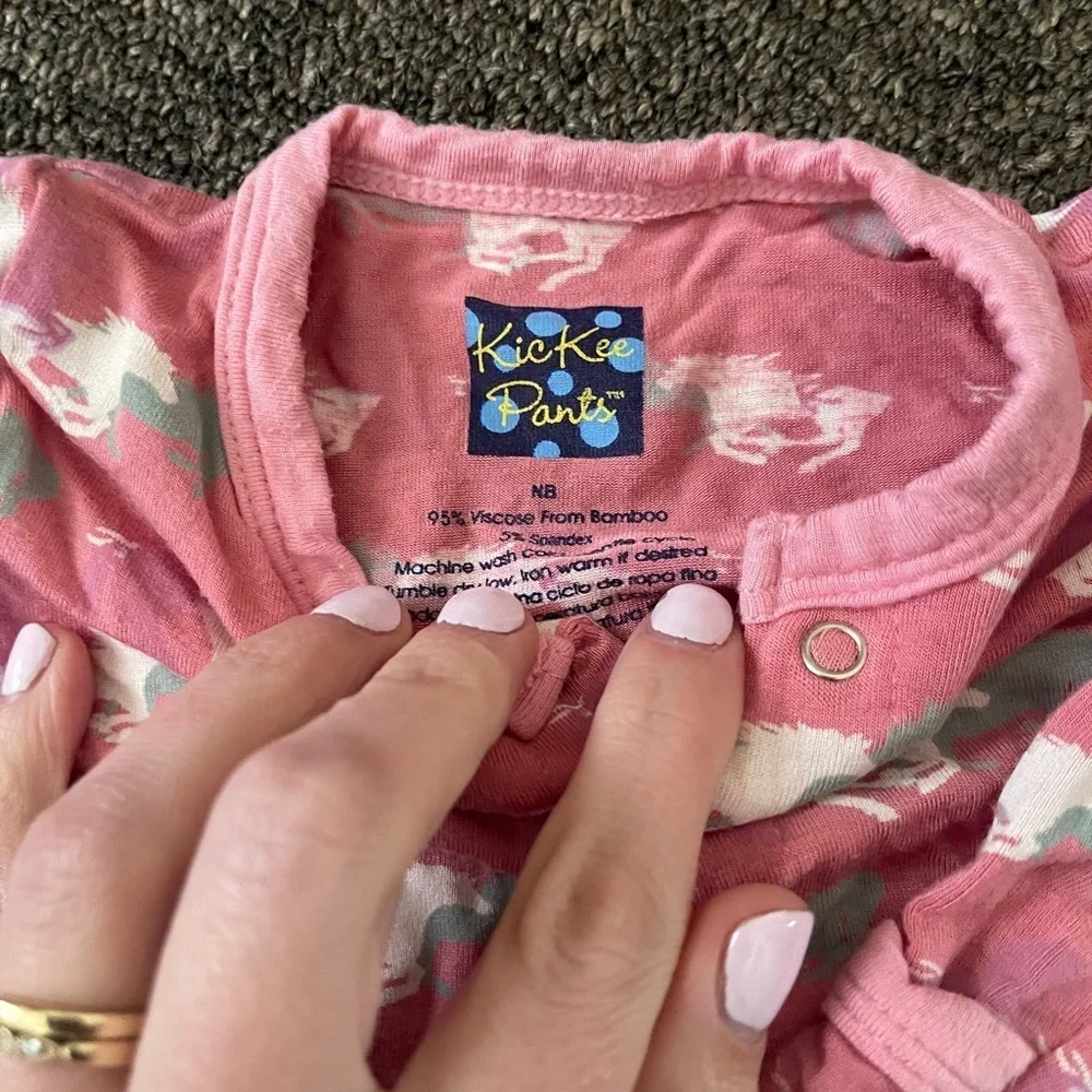 KicKee Set of Baby bamboo footsies in Pink and Blue horses western country